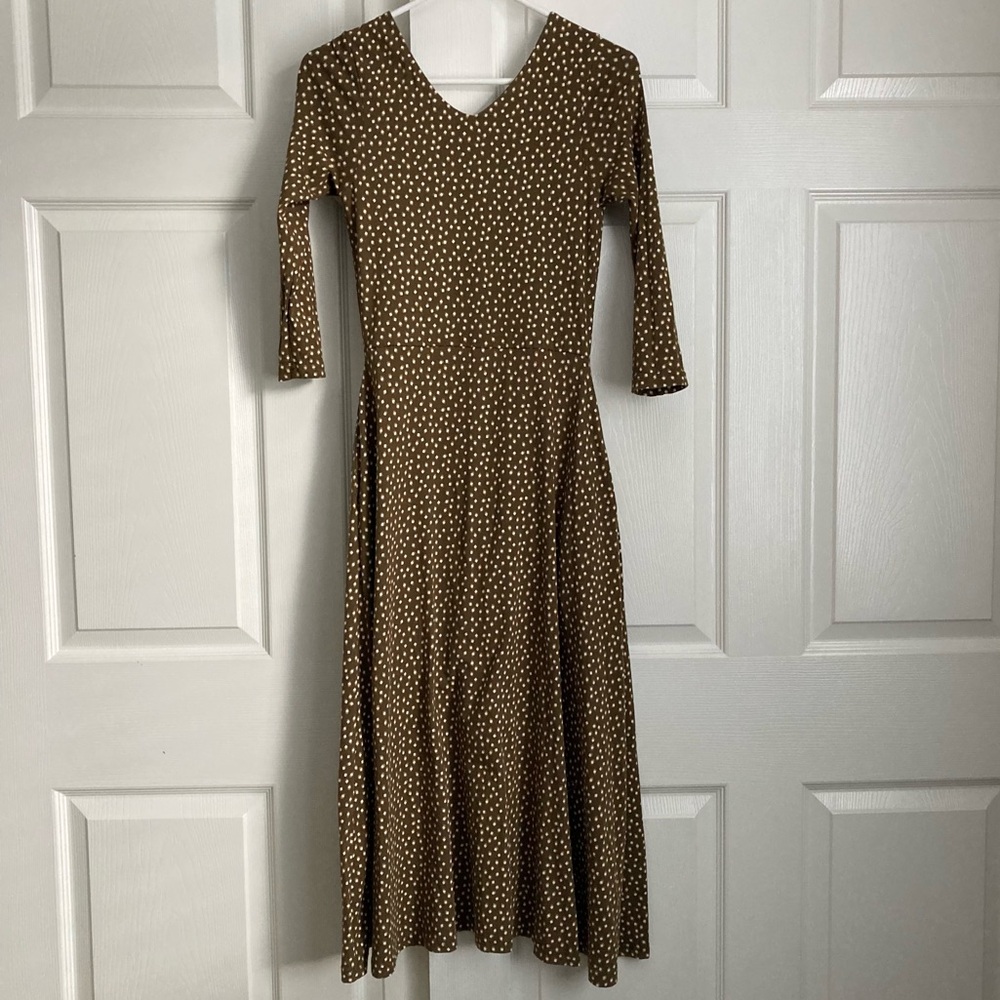 Pact Organic Women's Retro Geo Fit & Flare Midi Party Dress Size Small - Picture 3 of 9